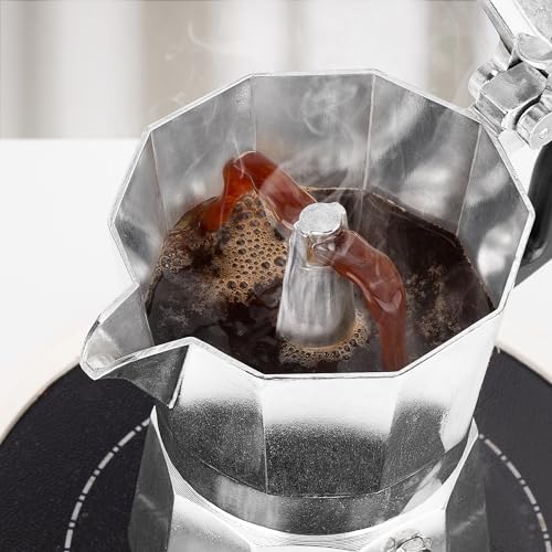 MERMOO YILAN Stovetop Espresso Maker, 3 Cups, 150ml, Moka Pot, Aluminum, Outdoor Coffee Maker, Espresso Machine
