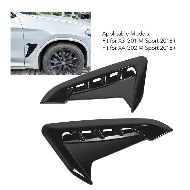 1 Coppia Decorazione Trim Sfiato Laterale Auto Sinistro Destro Copertura Sfiato Aria Laterale Parafanghi Auto Adesivo Decorativo per BMW X3 G01 X4 G02 M Sport 2018+
