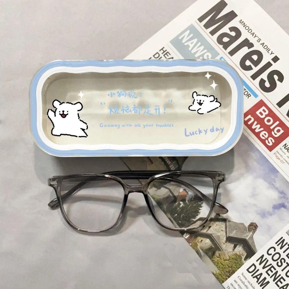 Plastic Puppy Glasses Case Visible Transparent Sunglasses Storage Box Portable Cartoon Animals Glasses Protective Case