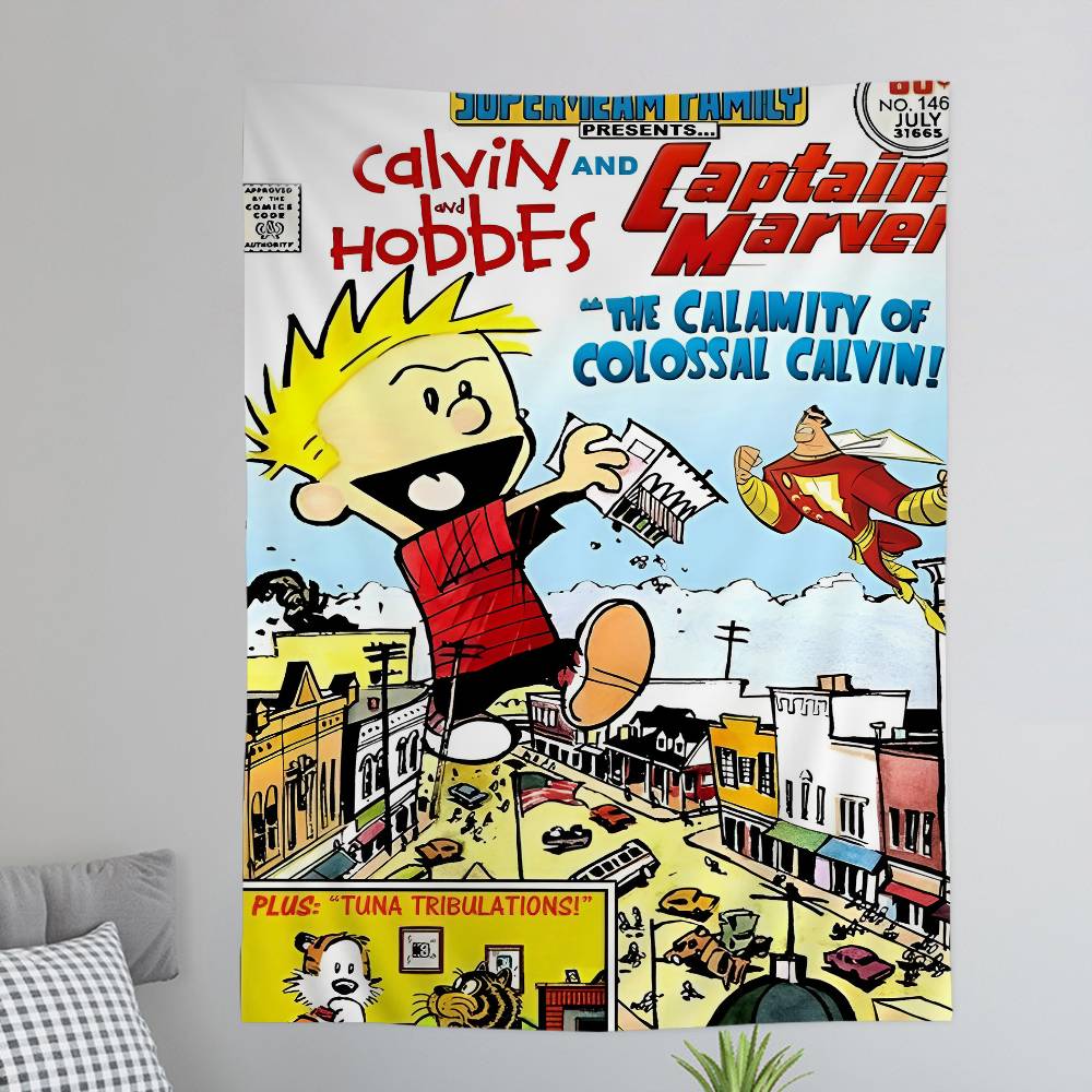 

CCalvin And HHobbes Cartoon Tapestry for Living Room Home Dorm Decor INS Home Decor 74x94cm(29x37in)