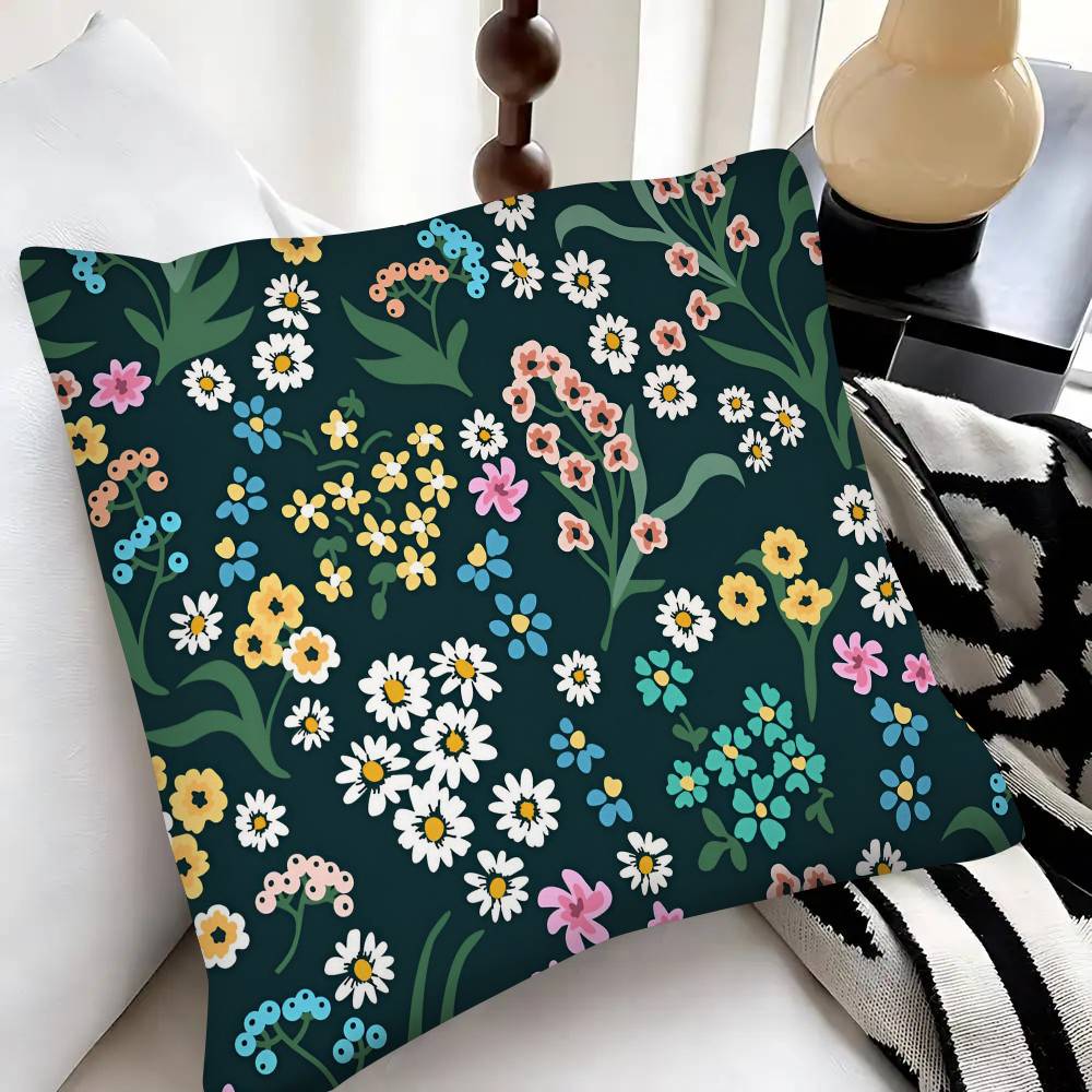 Spring Little Flowers Pillow Case Fashion Square Pillowcase Bedroom Sofa Room Ins Decoration Leisure