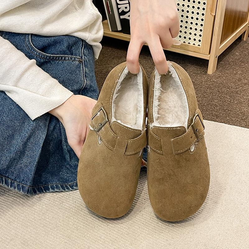 

2024 Зимние ретро женские туфли из овечьей шерсти теплые меховые мокасины на плоской подошве женские уличные водонепроницаемые ботильоны ленивые мокасины обувь для вождения 42 хаки