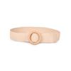 New European and American Women's Round Wood Buckle PP Lafite Elastic Braided Hemp Rope Ethnic Style Summer Women's Belt