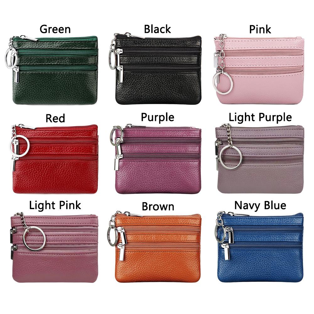 Durable PU Leather Money Coin Purse Waterproof with Key Ring Credit Card Holoder Wear-resistant Zipper Pocket Purse Maiden