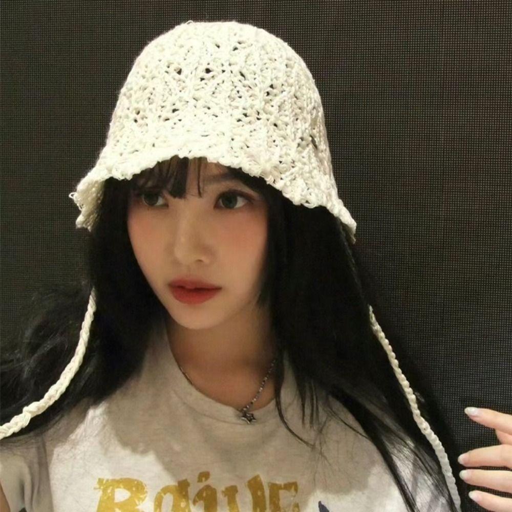 

Summer Fisherman Cap New Basin Cap Ins Weaving Cap Ladies бежевий