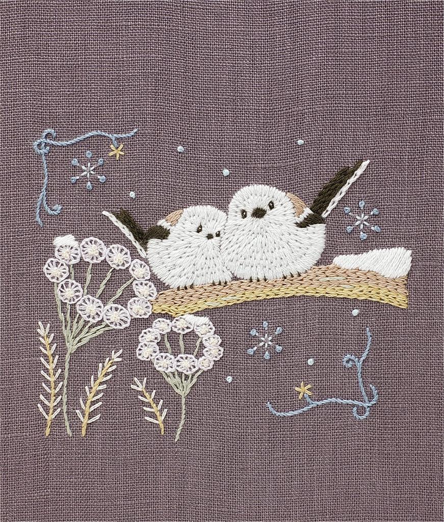 DMC Chicchi 12-Month Embroidery Kit of Forest Animals, Long-tailed Tit Huddled In a Winter Forest, Includes Instructions and Design, DMCJPT74J