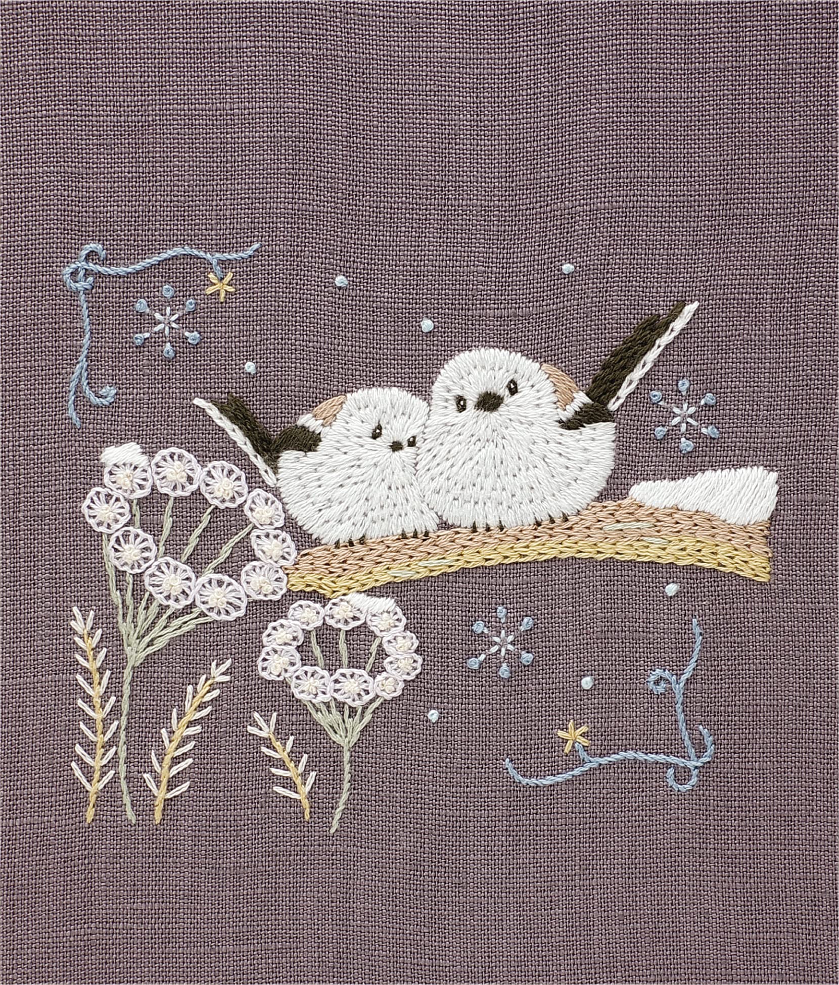 

DMC Chicchi 12-Month Embroidery Kit of Forest Animals, Long-tailed Tit Huddled in a Winter Forest, Includes Instructions and Design, DMCJPT74J