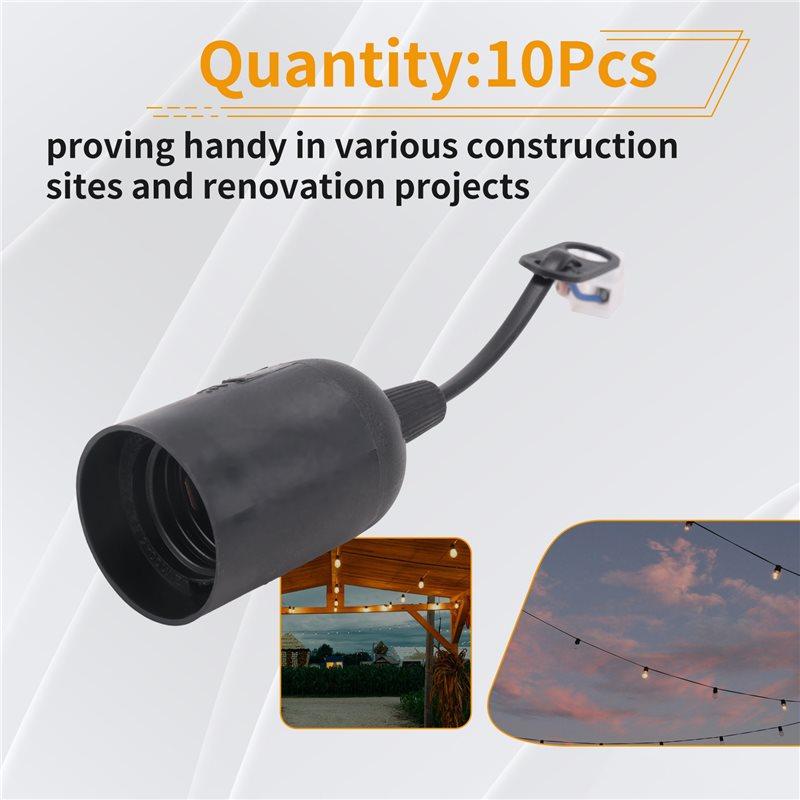 Premium-10Pcs E27 Lamp Holder Construction Socket Lamp Holder DIY Construction Site Socket Renovation Socket Lighting Accessorie