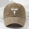 God Wins Cross Baseball Cap Christian Faith Distressed Denim Adjustable Outdoor Sports Hat Unisex