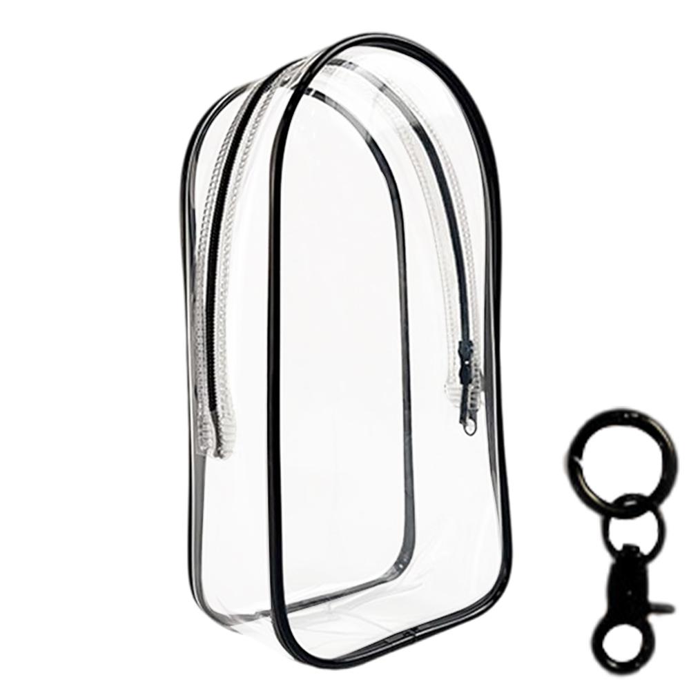 Clear Figure Display Bag PVC Doll Bag with Keychain Mini Doll Hanging Bag Multifunctional Zipper Closure for Lipstick Charms