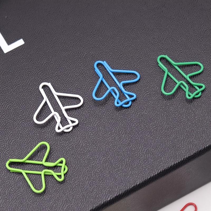 30Pcs Aircraft Modeling Paper Clip Metal Color Paper Clip Office Information File Classification Folder
