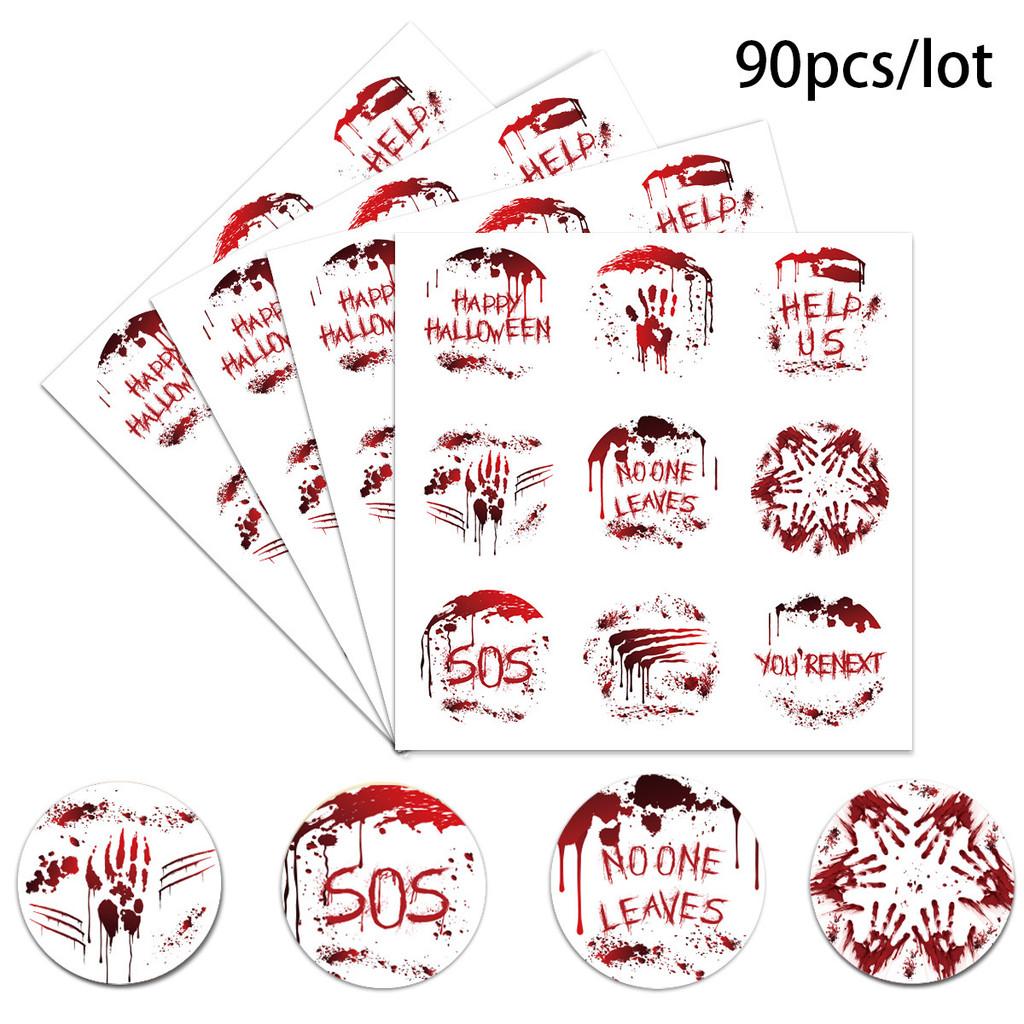 Ghost Halloween Theme Blood Handed Bat Pattern Envelope Label Set Stickers