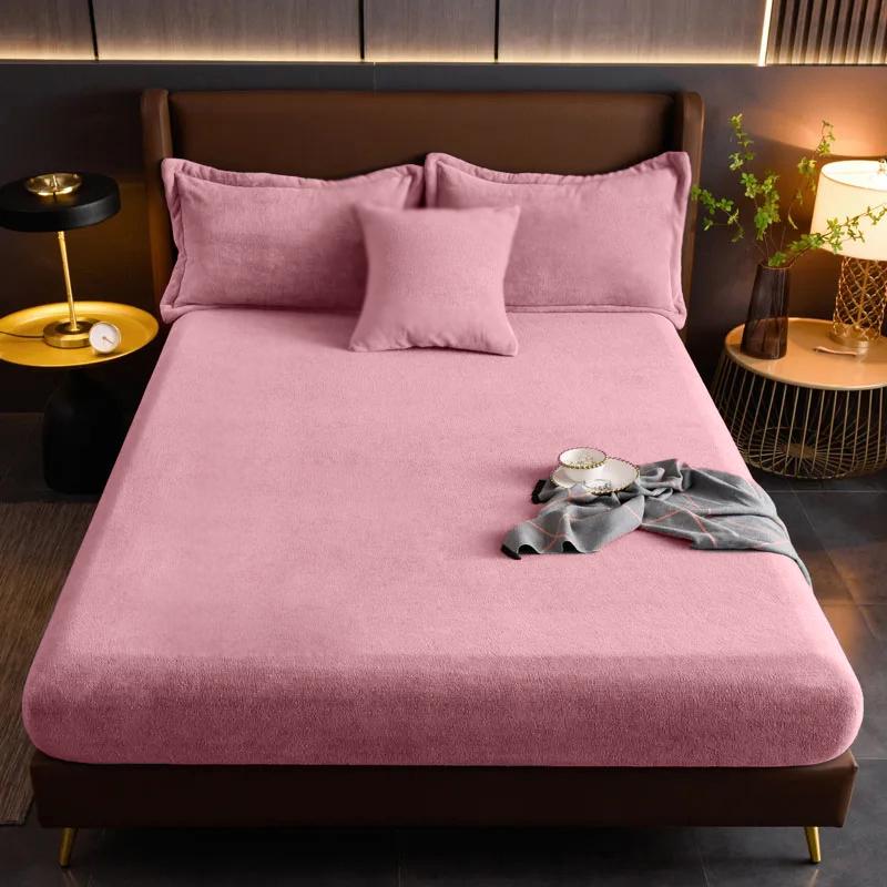 100% Cotton Bed Sheet Double Bed Sheets With Elastic Band Solid Color Fitted Bed Sheet For Home Queen Size Sheets 150/180X200 Cm
