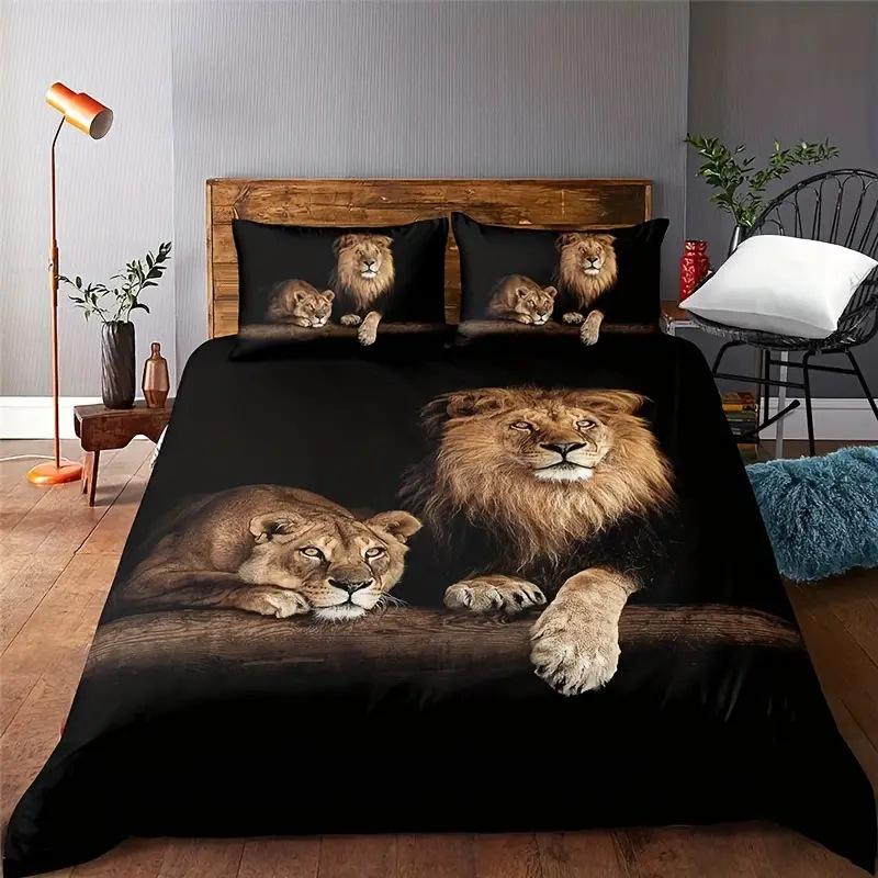 Tk Lion Cartoon, Three-Piece Set Of Home Textile Bedding 3D Digital Printing Quilt Cover Customization