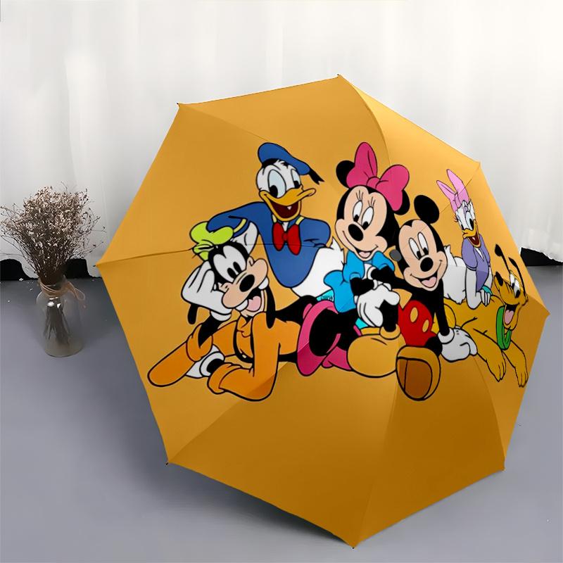 1pc Disney Mickey Mouse & Friends Pattern Umbrella, Fashionable, Personalized, High-Value Folding Umbrella, a Must-Have for Summer, 8-Rib Du