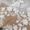 1Pair High Quality Lace for High End Wedding Dresses and Headbands patches Nail Bead Handmade Lace Flower patch