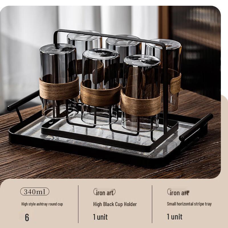 

Hardon Heat-Resistant Borosilicate Glass Cup Set with Tray and Holder