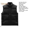 Men Vest Stand Collar Sleeveless Zipper Placket Warm Winter Jacket with Pockets Solid Color Thickened Outerwear