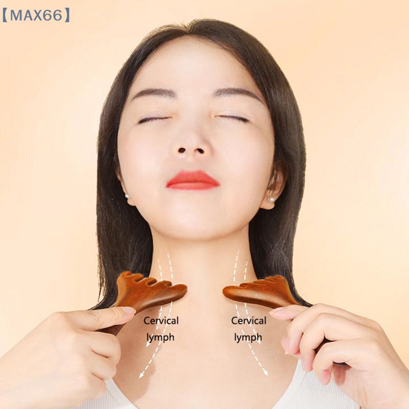 Sandalwood 6-Claw Wide Tooth Scalp Massager Anti-static Smooth Hair Brush Meridian Massage Comb Body Gua Sha Tool
