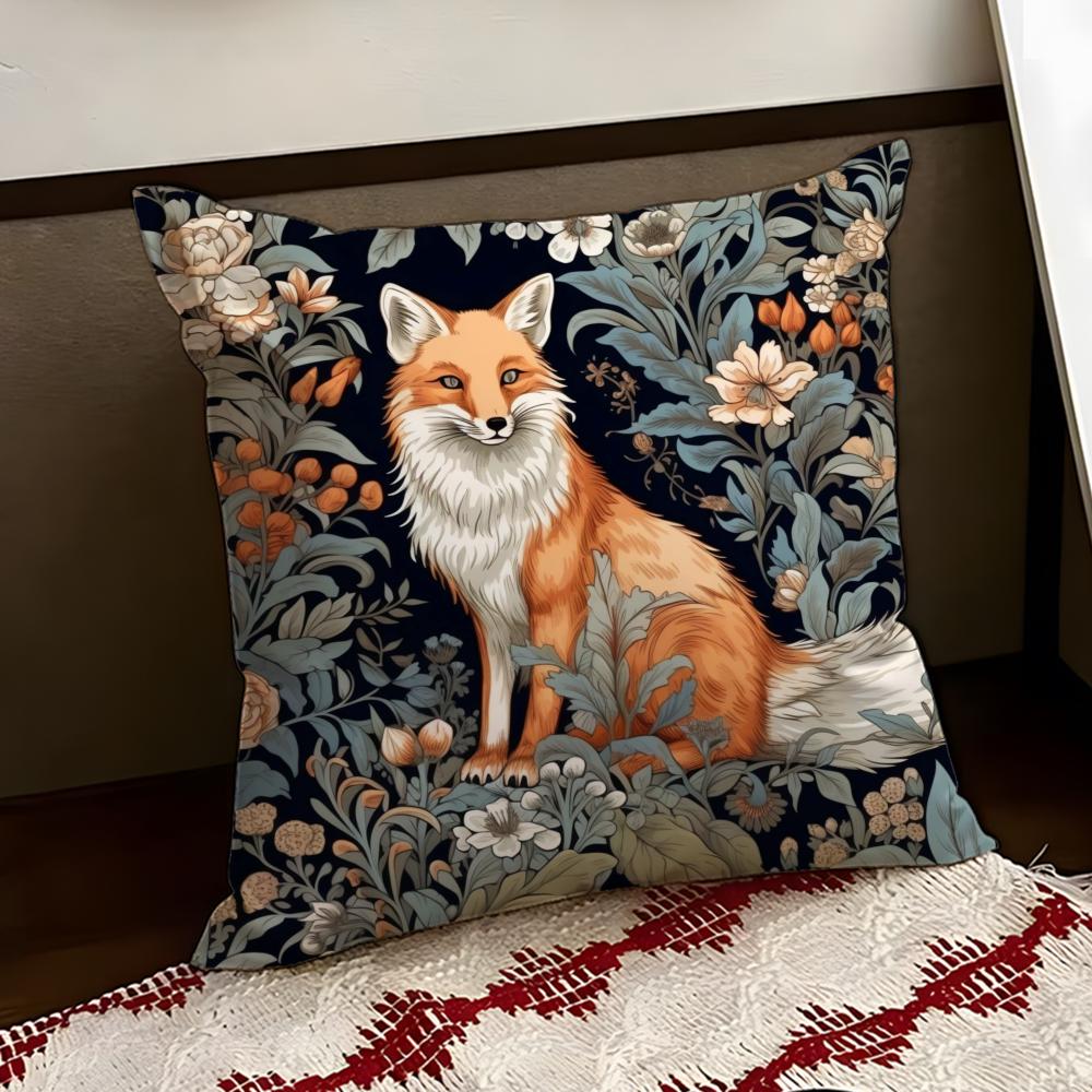 WWilliam MMorris Art Fox Cushion Cover Reversible Soft Durable Pillow Cover Home Car MultiScene Use for Daily Comfort