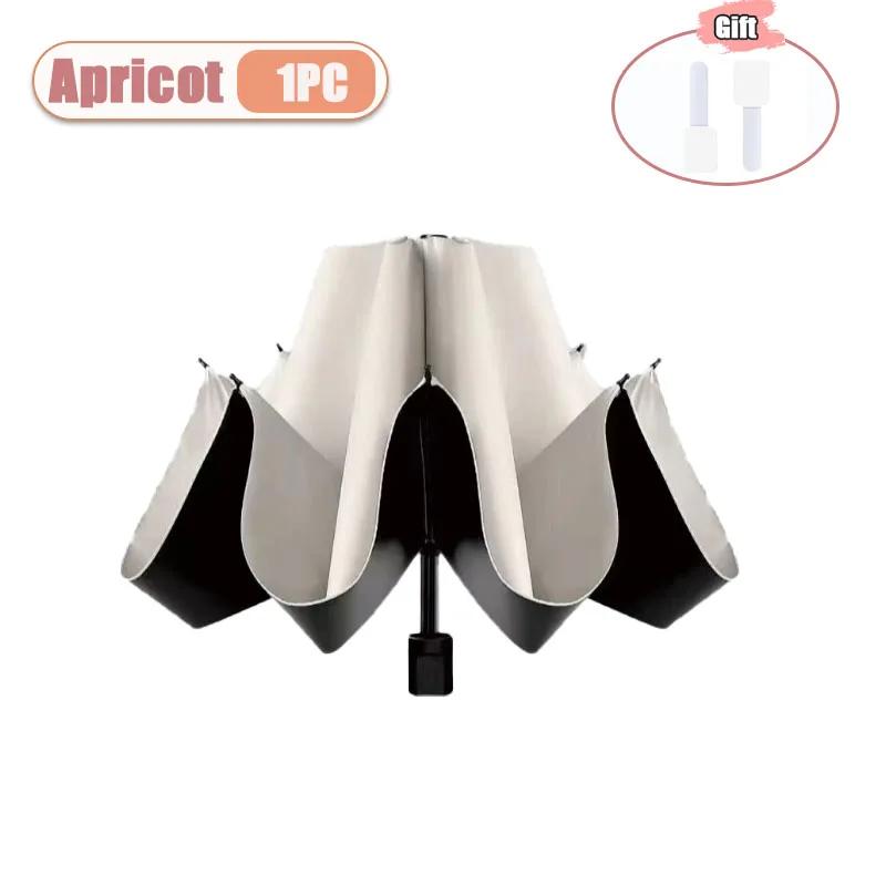 1Pc Manual Folding Umbrella Large Double Size Uv Protection Sun Rain Resistant Compact Shade Sunny And Rainy Umbrella