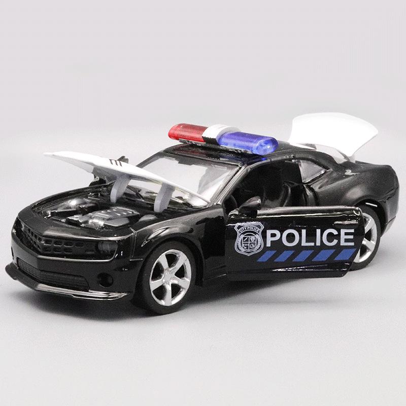 

1:32 Alloy Police Car Model with Double Doors, Children s Pull-back Toy Car Ornament. чёрный
