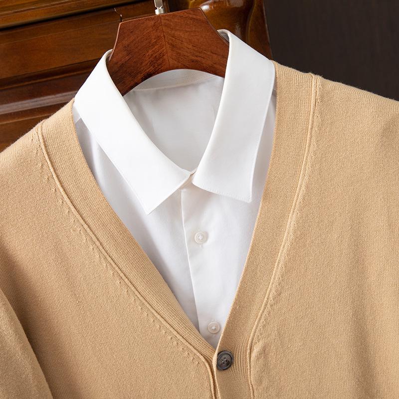 Men's Classic V-Neck Single-Breasted Korean-Style Loose Knit Cardigan Sweater