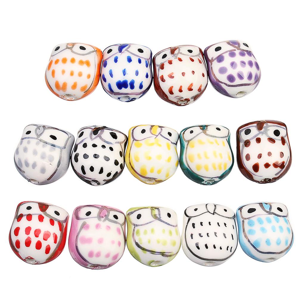 5Pcs Owl Ceramic Beads Colorful Cute Animal Loose Beads for Jewelry Making Accessories DIY Bracelet Necklace Keychain Charms