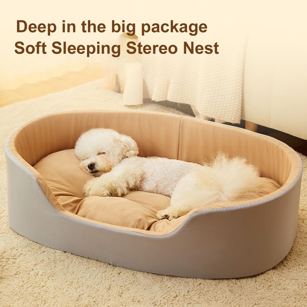 Dog Bed For Small Medium Dogs And Cats, Washable Deluxe, Non-Slip Bottom, High And Low Sides, With Four-Season Universal Detachable Mat No Sticky Hair