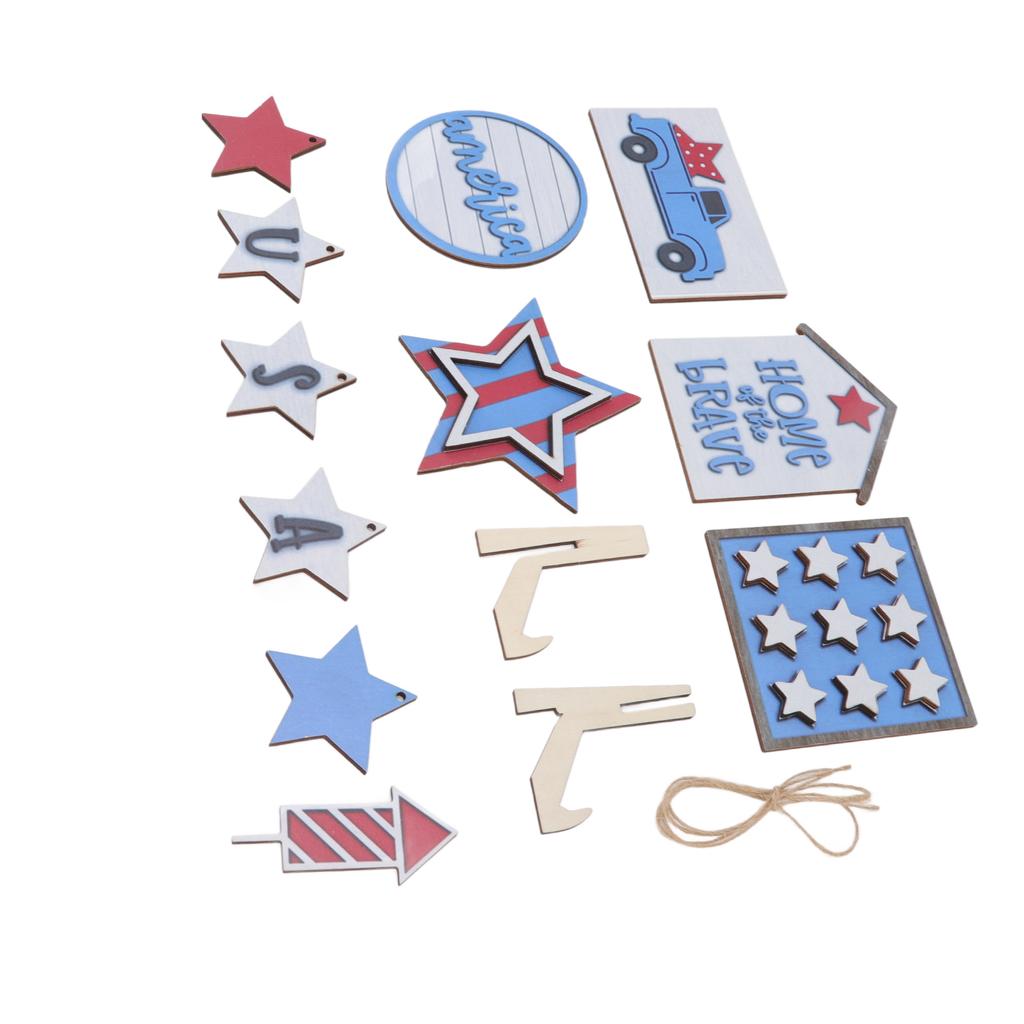 Independence Day Wooden Decoration Beautifully Designed Vibrant Colour Sturdy Patriotic Tray Wooden Ornament