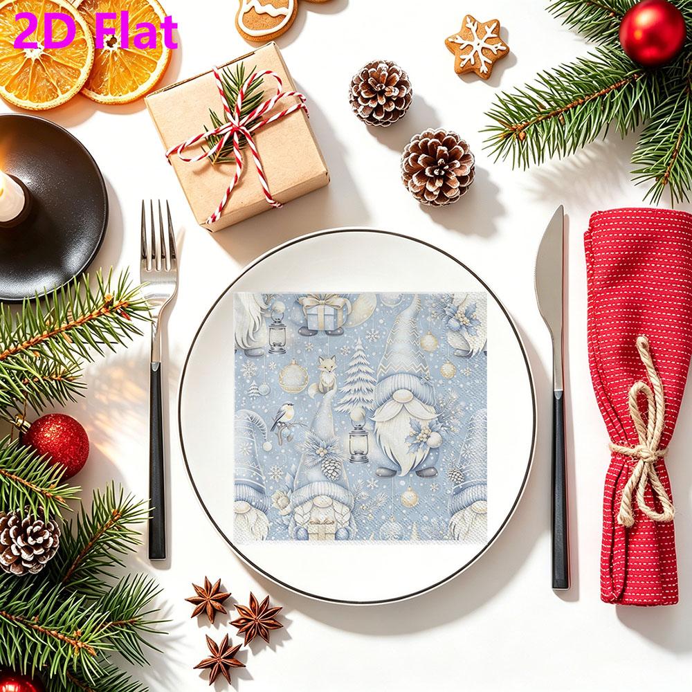 20pcs Disposable Napkins with Santa Claus Pattern Print for Wedding,Parties,and Daily Use for Thanksgiving Fall Christmas Table Decoration
