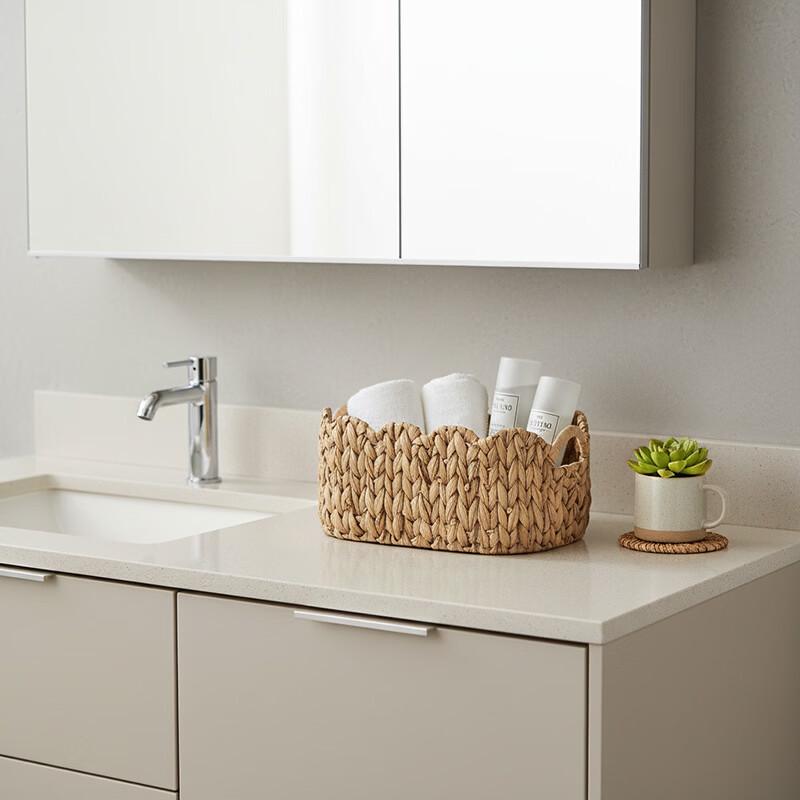 Fan-shaped Water Hyacinth Woven Storage Basket