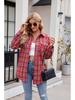 2024 Women's Casual Loose Plaid Pocket Shirt - Autumn/Winter European & American Fashion