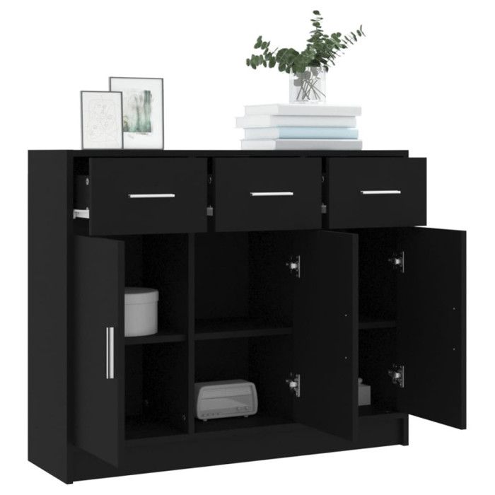 VidaXL Buffet noir 91x28x75 cm bois d'ingénierie 823009