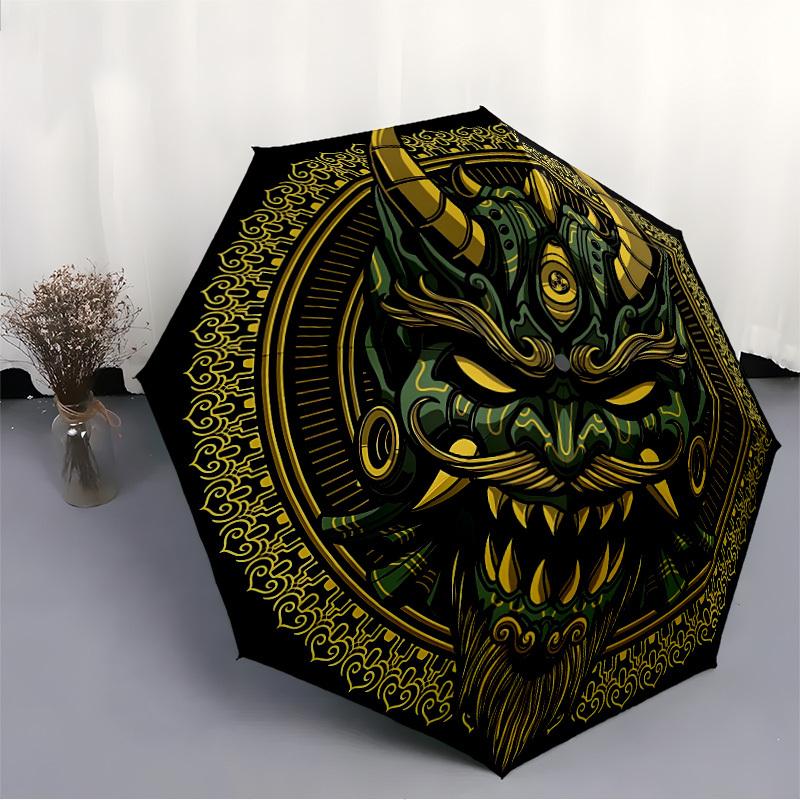 1pc Demon Mask Automatic Open/close Folding Umbrella, Compact Portable Travel Umbrella, Perfect Birthday/Christmas yy250807127