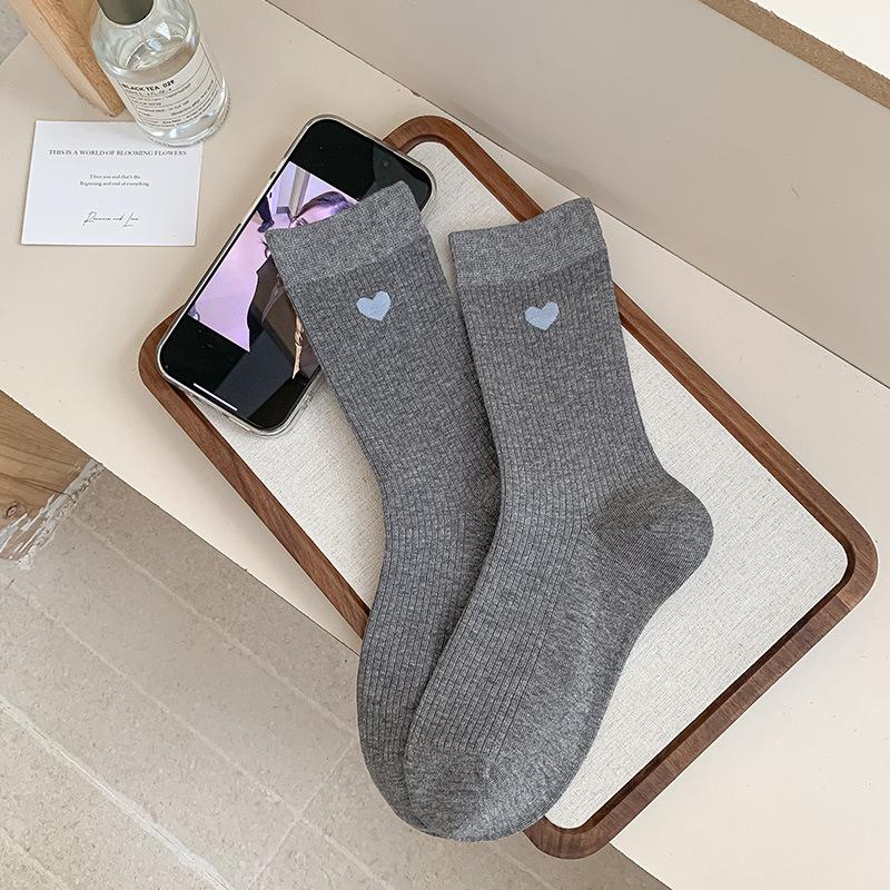

Female Spring and Autumn Simple Pure Color Smoke A Small Love Tube Stack Socks 1 pair серый