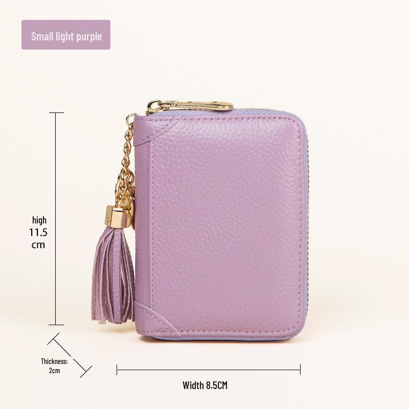 

Женский держатель карт из коровьей кожи с RFID-блокировкой, застежкой-молнией и защитой от размагничивания для кредитных карт и водительских прав