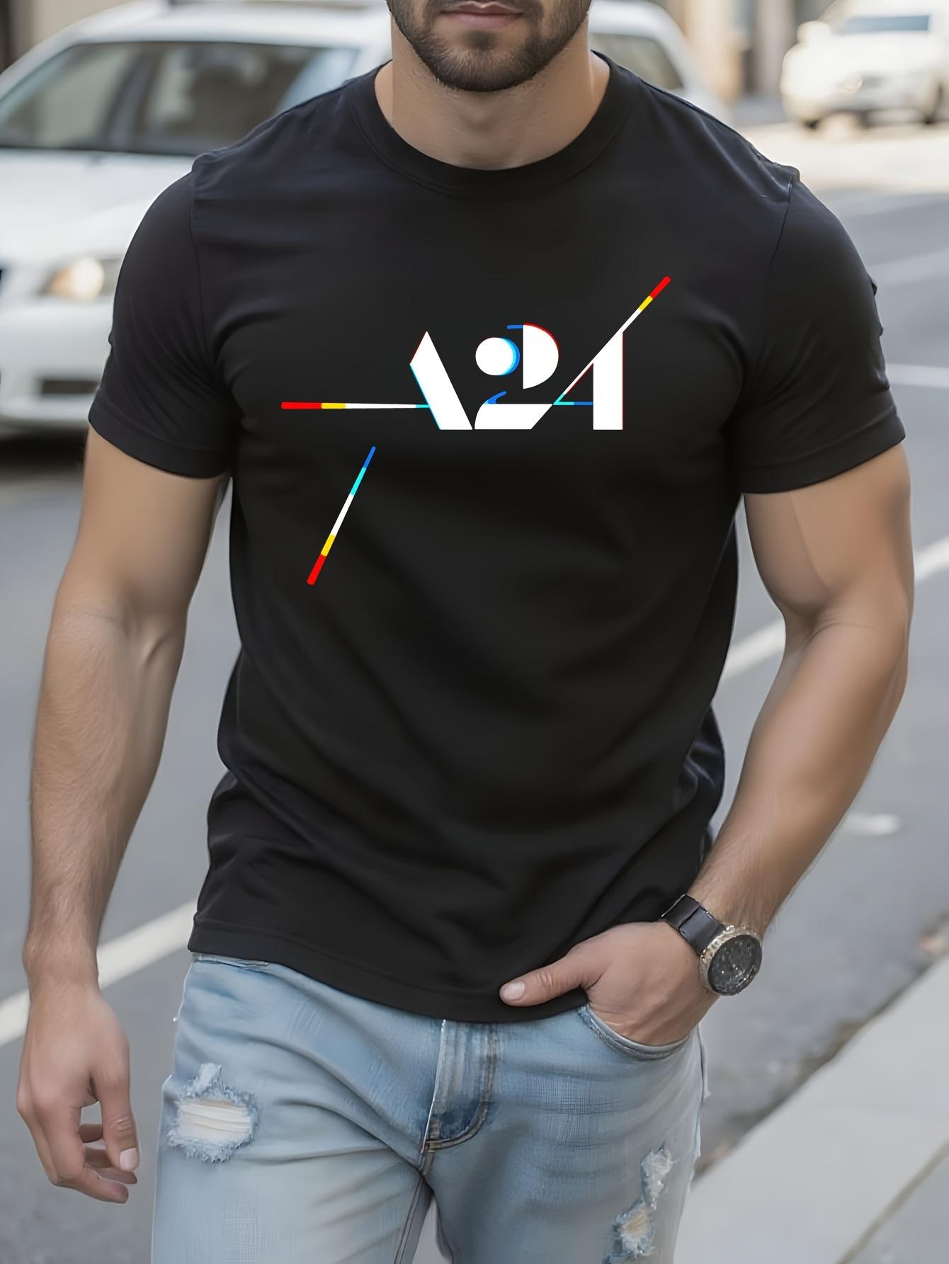 A24 Logo Tshirt Black with Red Blue Accent Heavyweight 10... S