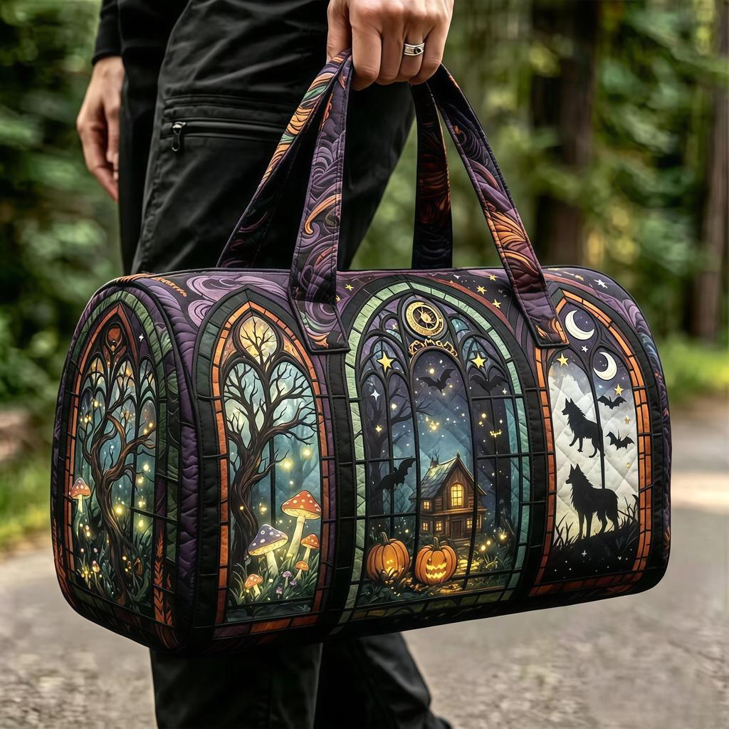 3D Gothic Buntglasdruck Halloween Sporttasche - Multifunktionale Reisetasche