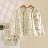 Women's Cotton Pajamas Set with Removable Chest Pads, Long-Sleeve and Pant, Casual Loose Fit for Autumn and Spring. Suitable for Home or Outdoor Wear.