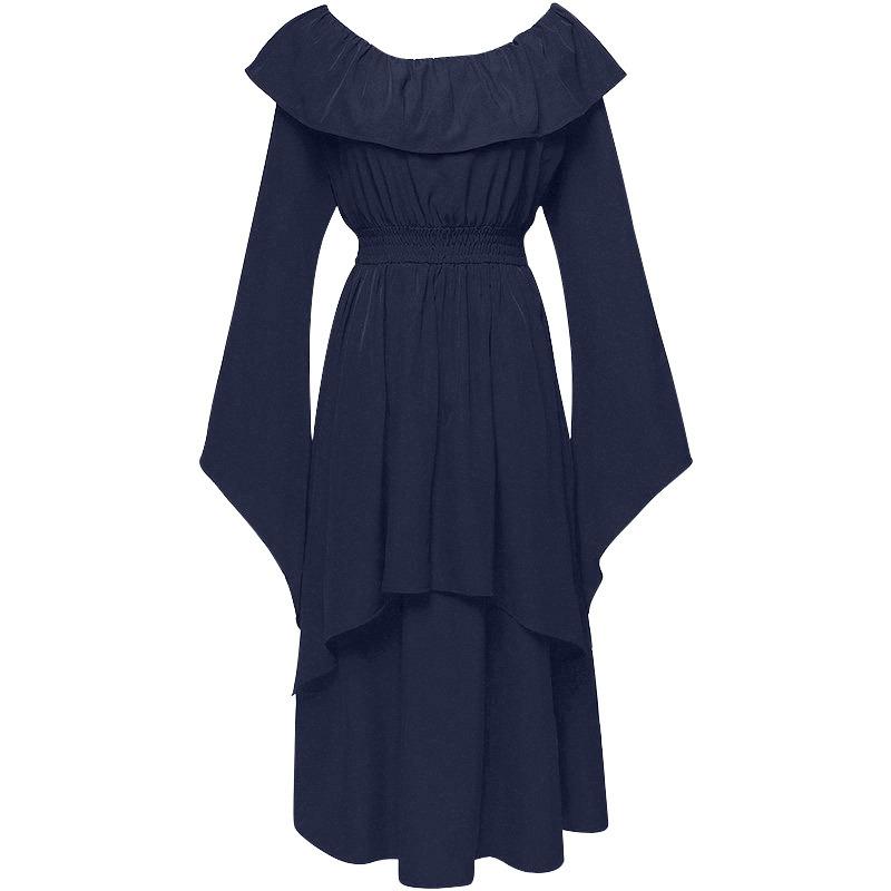 Amazon cross-border Europe, America, medieval foreign trade explosion large size steampunk dress gothic pleated skirt length S темно-синий