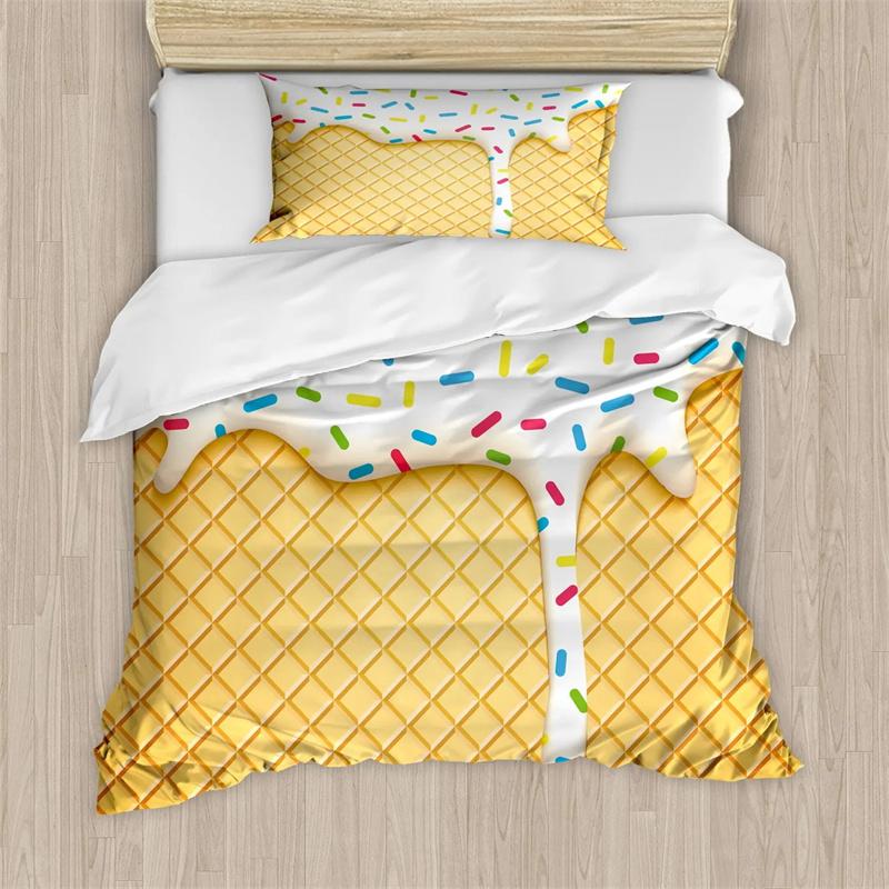 Cartoon Foods Duvet Cover Delicious Pie for Kids Teen American Fast Food Theme Bedroom Decorations Polyester Quilt Cover Queen