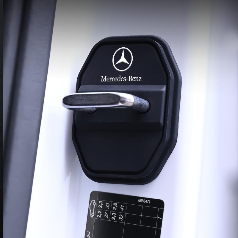 4Pcs Silicone Door Lock Buckle Car Door Anti-collision Protective Cover Ornaments for Mercedes Benz W203 W204 W205 W210 W211 YN8