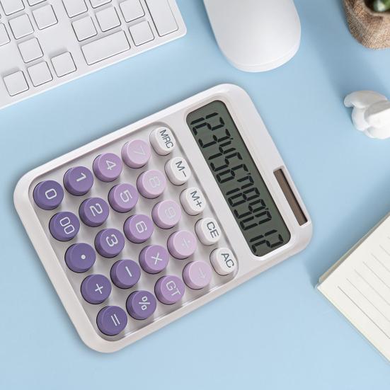 Mechanical Switch Calculator 12 Digits Large LCD Display Desktop Calculator Ergonomic Design Calculators for Teachers Students Office Home School