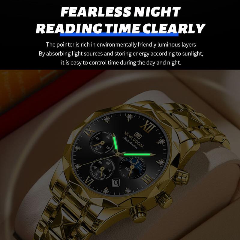 VA VA VOOM Quartz Watch Men Top Brand High Quality Stainless Steel 30M Waterproof Luminous Date Week Sports Business Wristwatches Women Quartz Watch