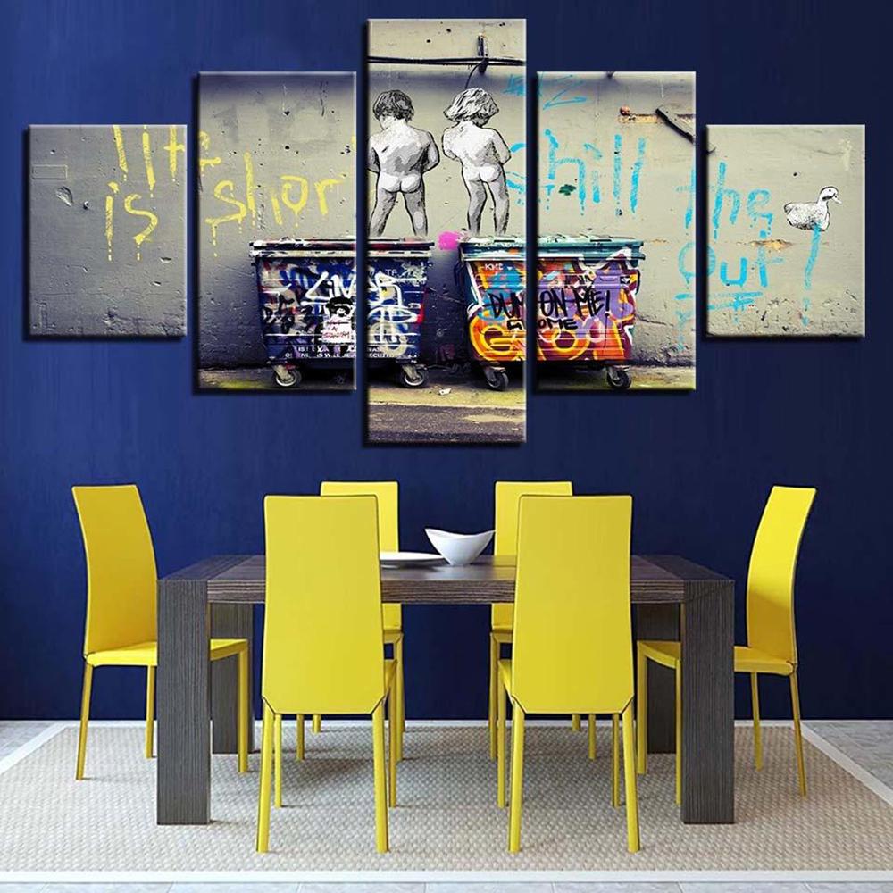 

5 шт., настенная живопись на холсте, детский коридор, постер с мочой, современная абстрактная декоративная рамка для гостиной, фотографии