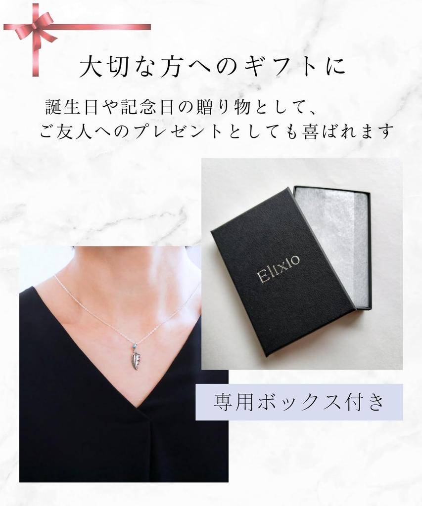 [Elixio] [Elixio] Women's Turquoise Silver S925 Feather Chain Necklace - Delicate, Small, Simple - Gift Box Included