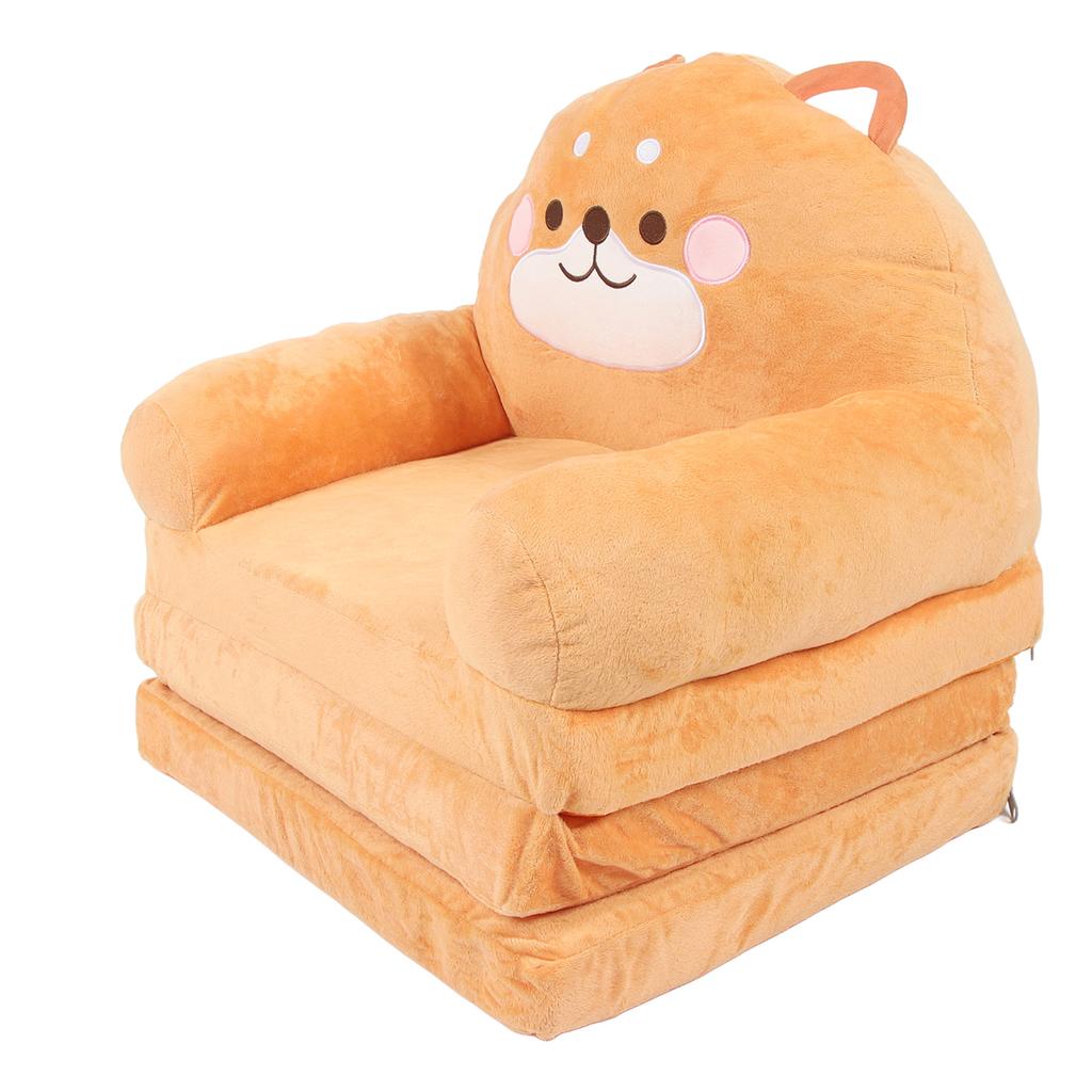 Kids Chair Couch Cartoon Folding Cute Couch Portable Sofa Chair for Home Schools Brown Puppy
