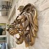 Wall Sculpture for Living Room Lion Sculpture, Resin Retro Bronze Decorative Art, 3D Animal Head Modern Artistic Accents Figurine, Hollow Hanging