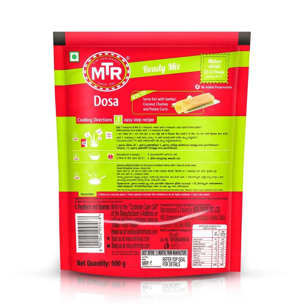 MTR Plain Dosa Mix Quick And Easy South Indian Breakfast Ready To Cook 500 g Pack